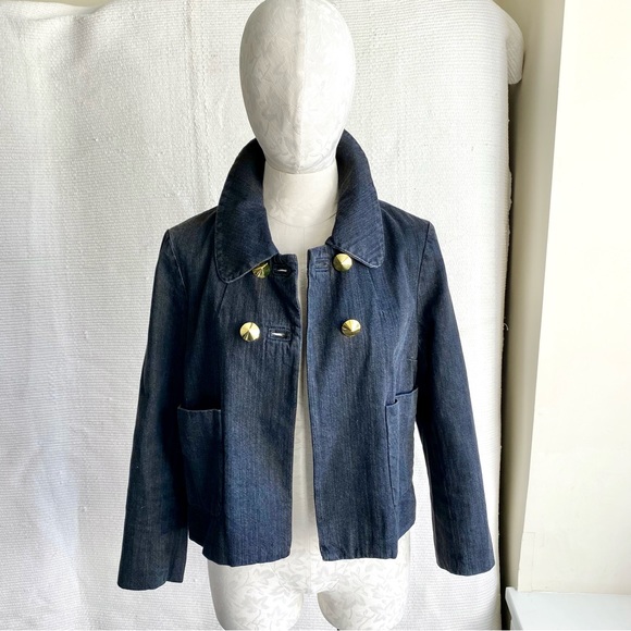 3.1 Phillip Lim M Stretch Denim Blazer Grey Black Casual Jean Jacket Spring Fall - Picture 2 of 10